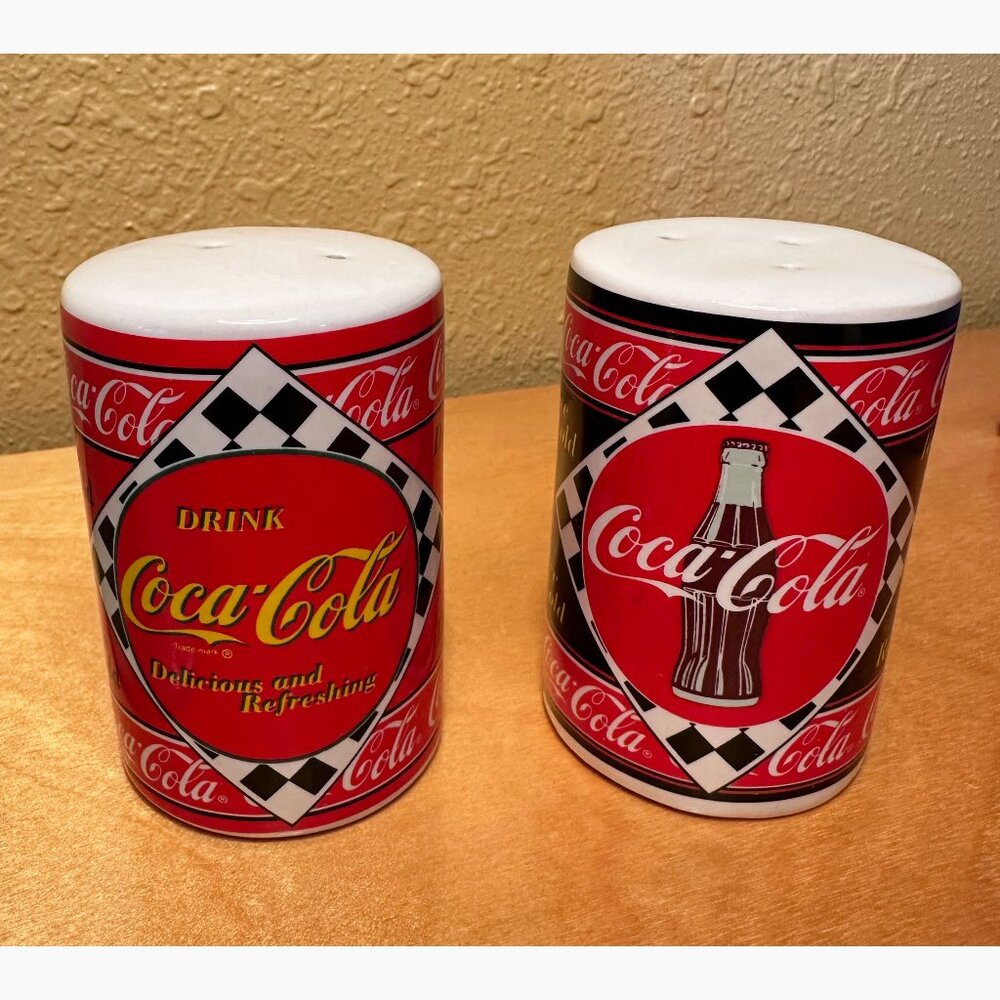 Enesco Ceramic Coke Salt & Pepper Shakers.  NEW